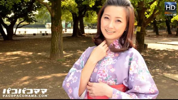 和服美人妻とベランダで見せ付けファック