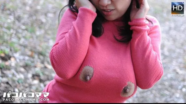 爆乳奥さんと乳首露出デート