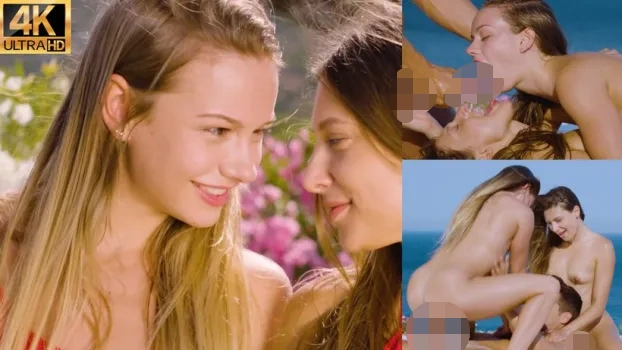 【4K高画質】激カワ美女2人とオーシャンビューで野外sex